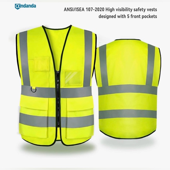High Visibility Safety Vest with Reflective Stripes - Picture 2 of 6